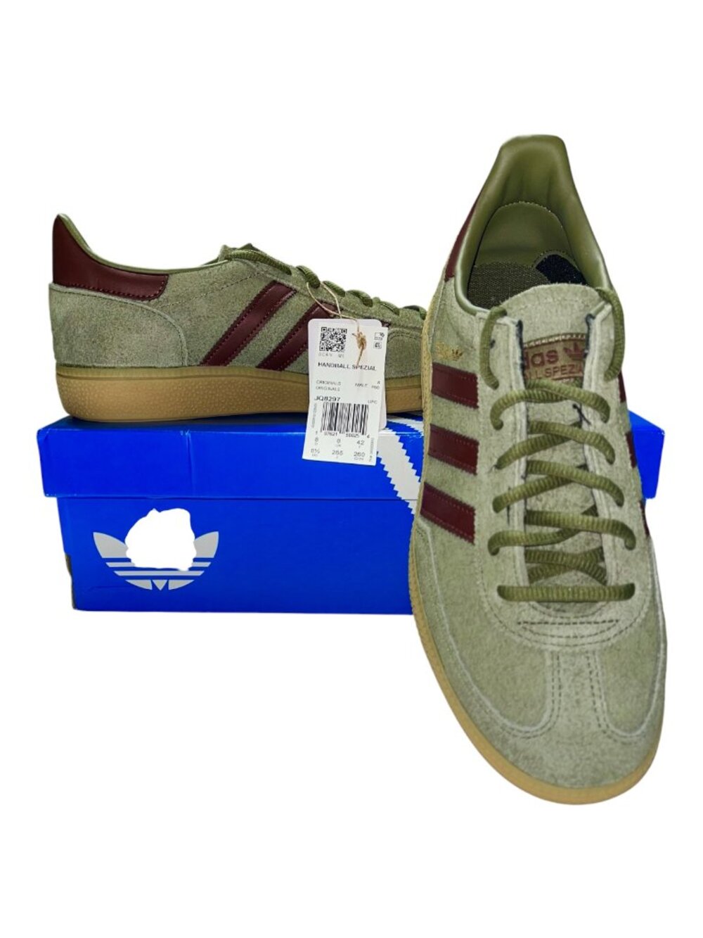 Men's Adidas Handball Spezial Shoe Olive Green w/Burgundy Stripes Sz 8.5 NIB